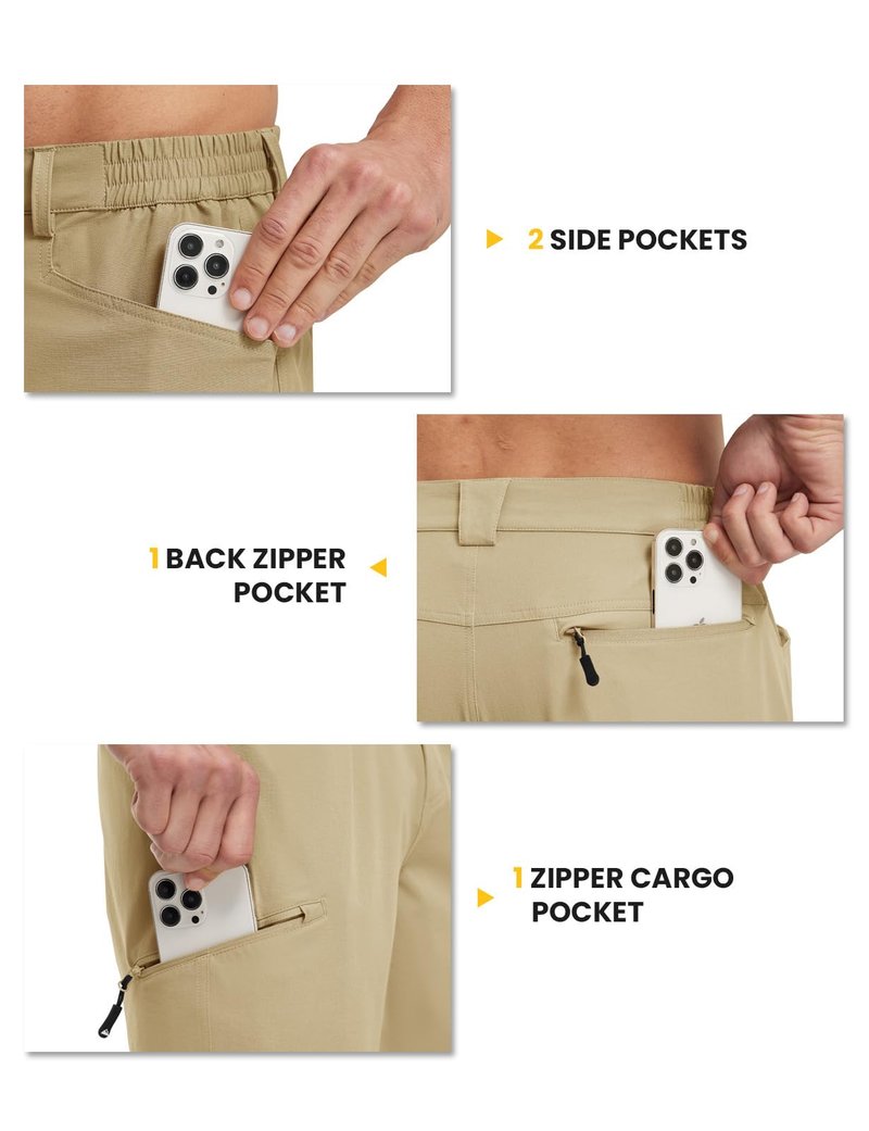 TBMPOY Men's Golf Shorts 9" Lightweight Quick Dry Hiking Cargo Shorts Casual Travel Outdoor with 4 Pockets Khaki 38