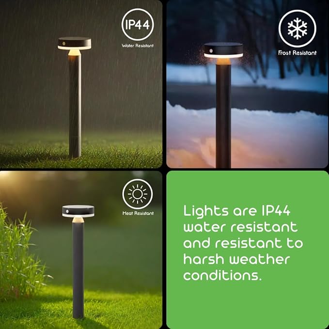 20" Solar Landscape Lights - Outdoor Solar Lights for Yard - PIR Sensor & Two Light Modes - 50lm & 400lm - Rechargeable Battery Last Up to 55 Hours - 3000K - IP44 Weather Resistant - 2 Pack