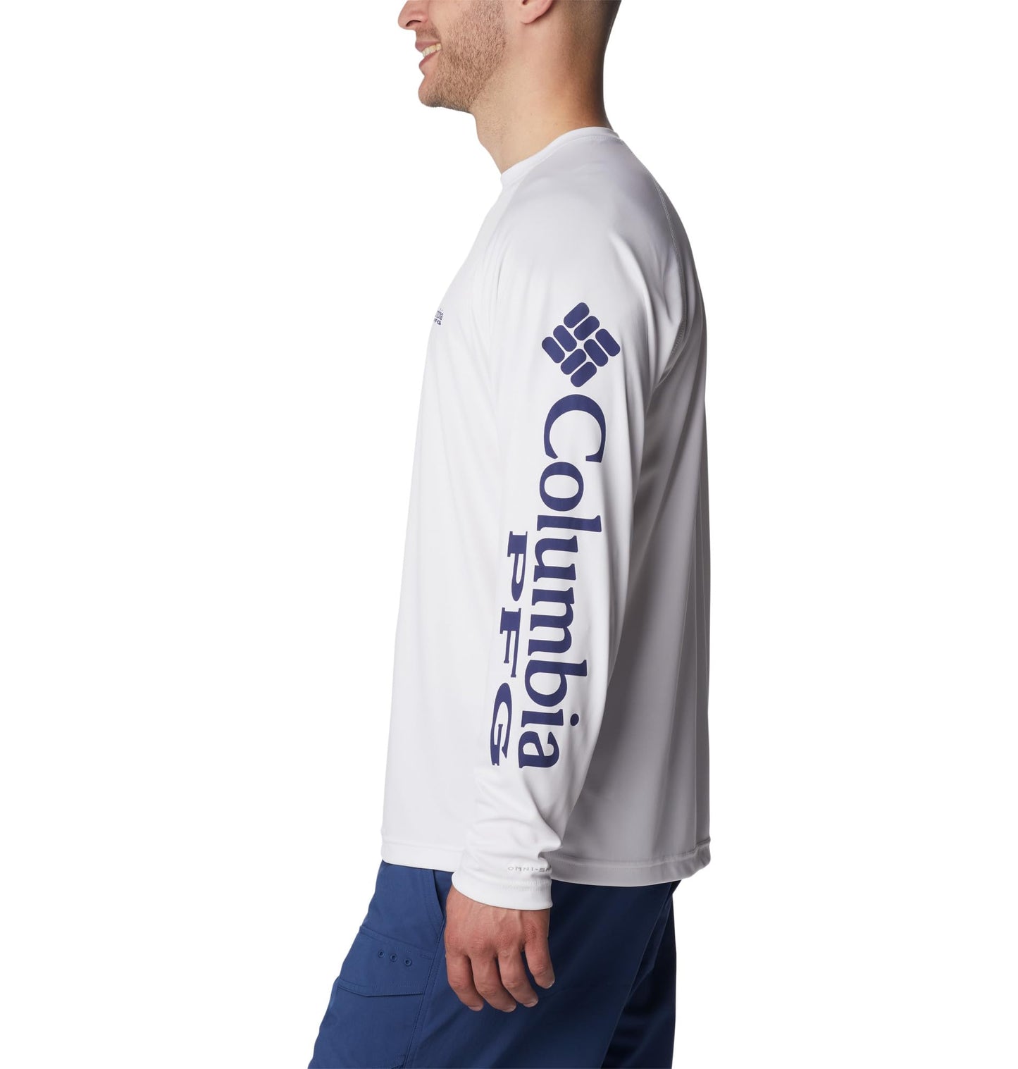 Columbia Men's PFG Terminal Tackle Long Sleeve Fishing Shirt, White/Nightshade Logo, X-Large