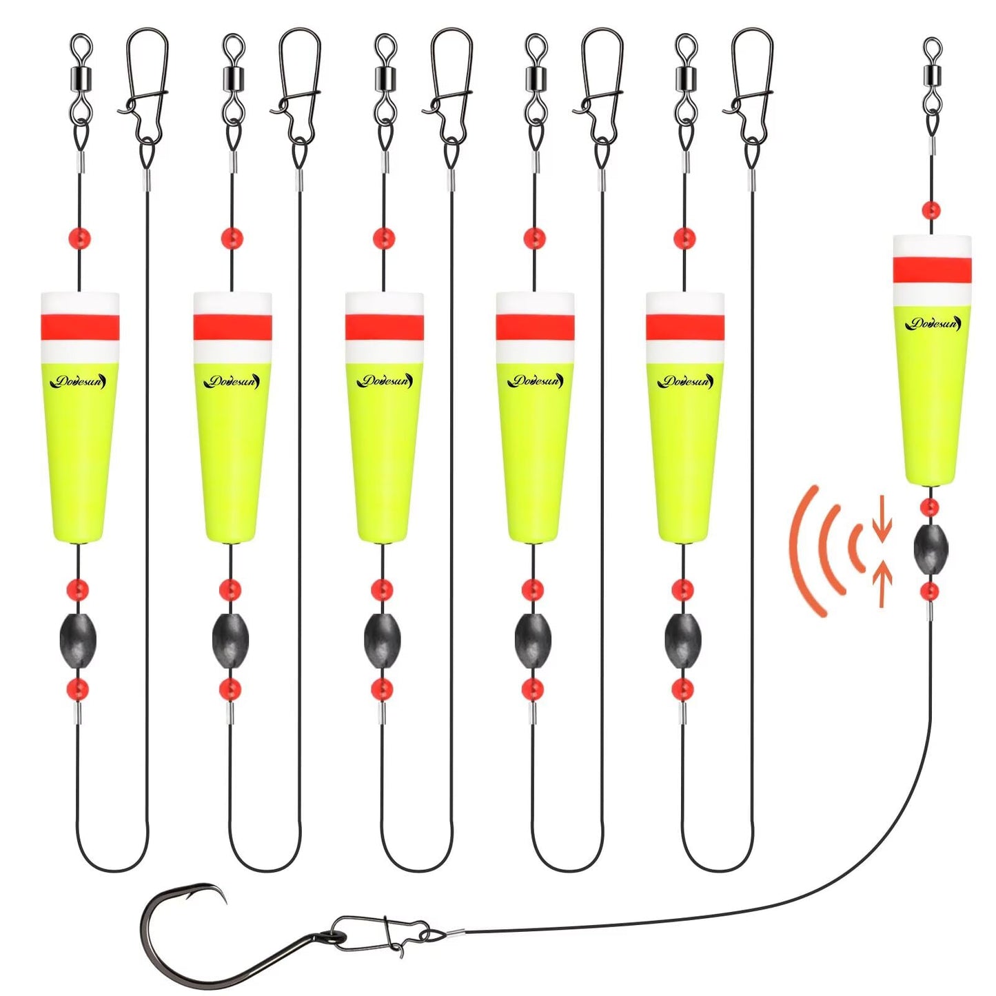 Dovesun Popping Cork Weighted Fishing Bobbers Floats Fishing Corks Popping Corks for Saltwater Freshwater Yellow Float Length-4in & Buoyancy-1.23oz*5pcs