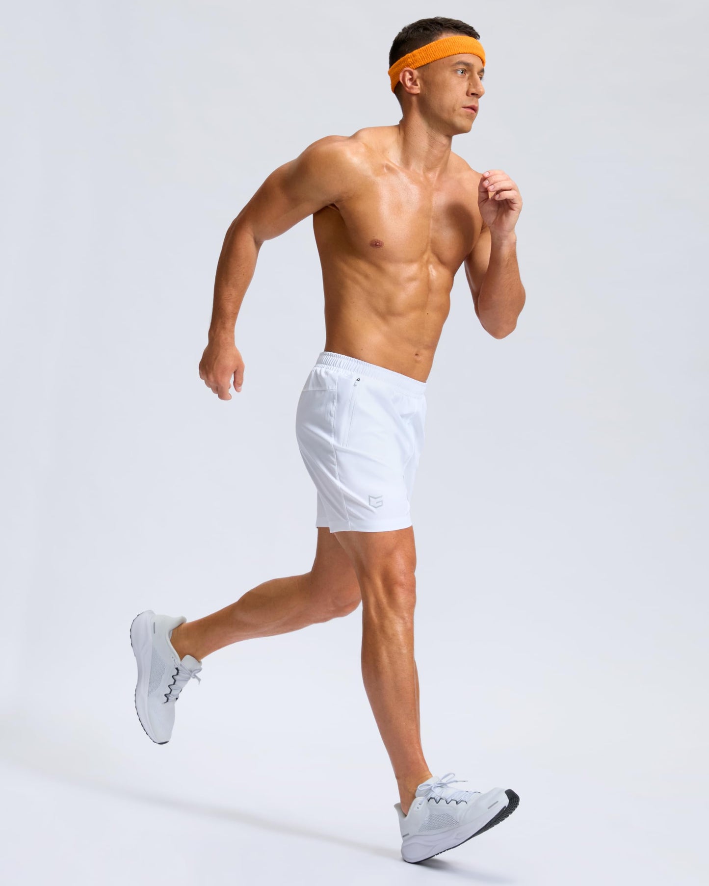 G Gradual Men's Athletic Running Shorts with Zipper Pockets Quick Dry 7"/ 5"/ 9" Workout Gym Shorts for Basketball Hiking(White,5XXXL)