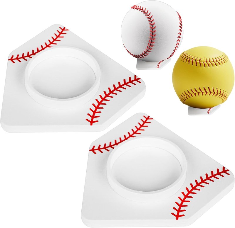 Wooden Baseball Stand - Home Plate Shape Display Holder for Memorabilia | Heavy Duty Baseball Decor for Office & Trophy Shelf