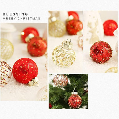 25Pcs Christmas Ornaments Sets 2.36” Christmas Ball Ornaments Christmas Tree Ornaments Shatterproof Xmas Balls Bulbs for Holiday Wedding Party Christmas Tree Decoration（Pink White）