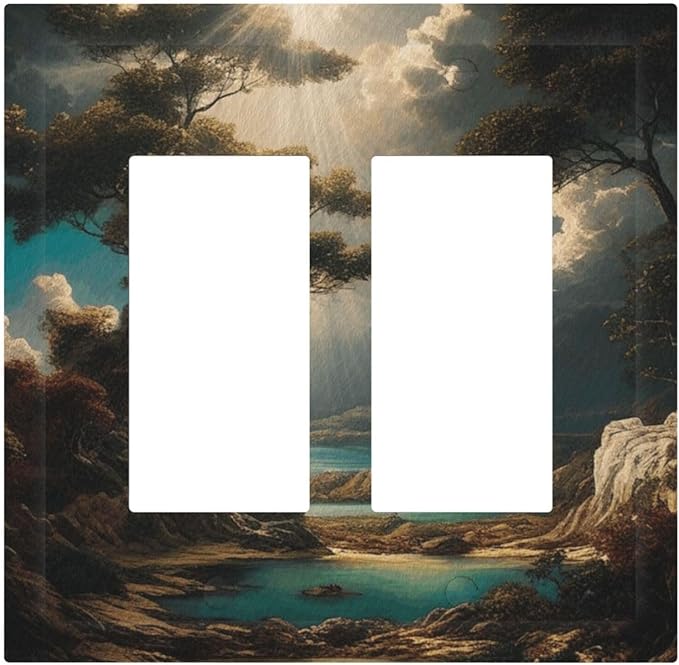 Decorative Art Light Switch Covers Sunburst Over the Wilderness 2 Gang Dual Rocker Outlet Switch plate Faceplate GFCI for Home Decor