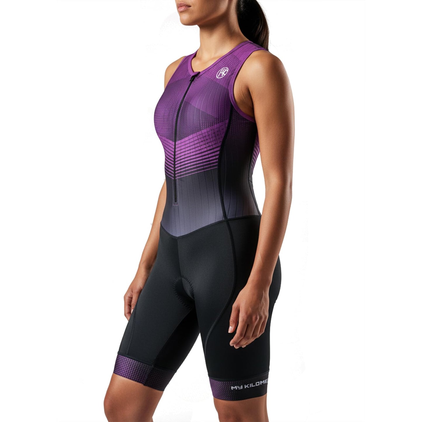 MY KILOMETRE Women's Triathlon Suit | One-Piece Padded Tri Suit with UPF 50+ Quick Dry for Triathlon Racing & Training (Purple Small)