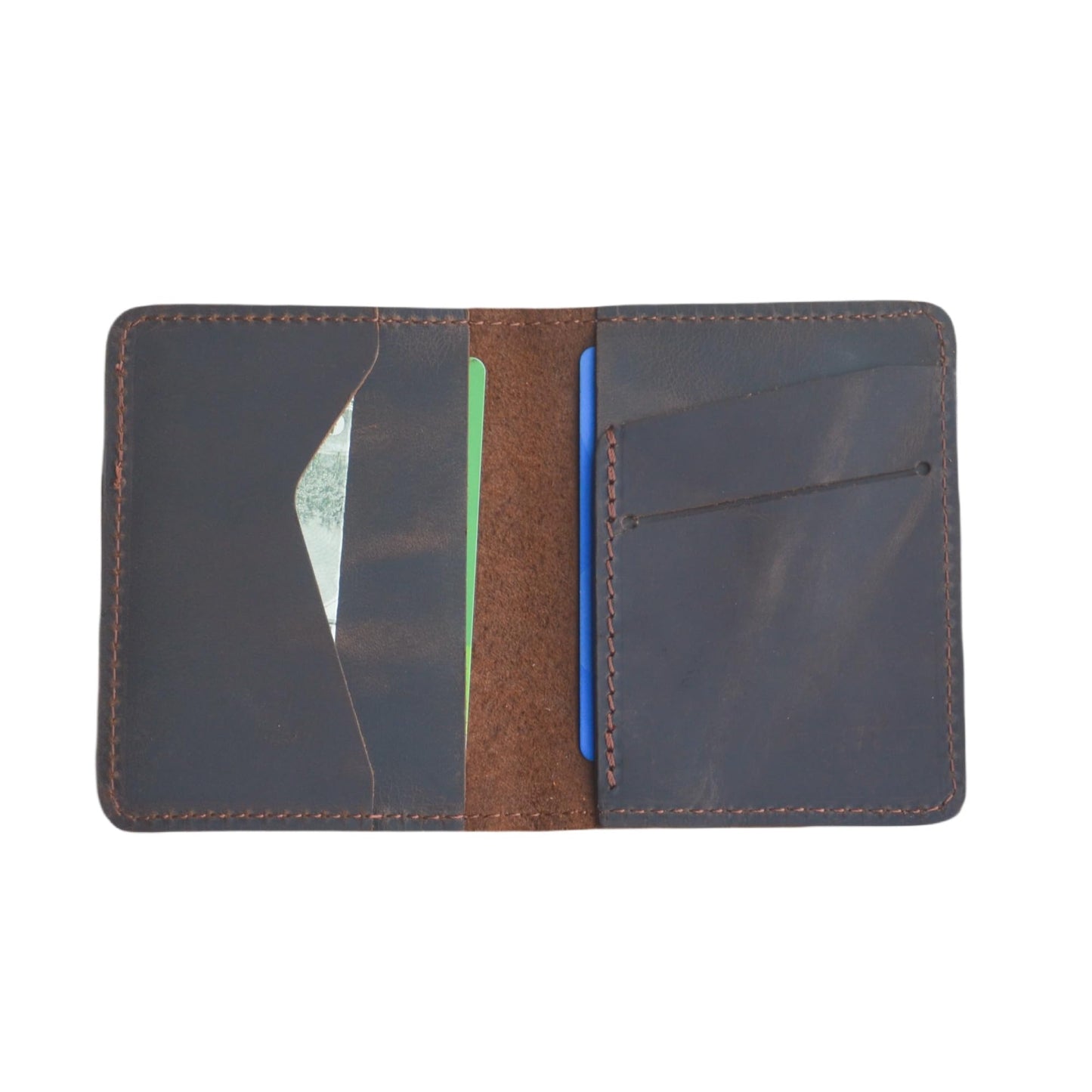 Handmade Distressed Men's Minimalist Leather Wallet Card Holder Wallets for Gifts Dark Brown style1