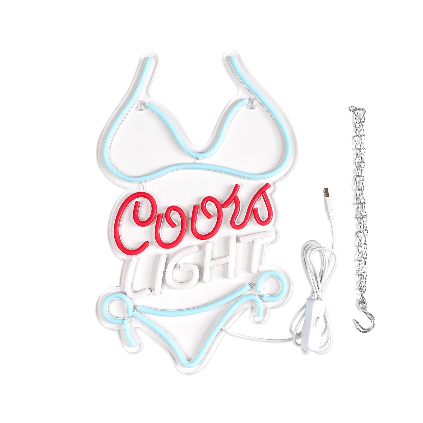 JFLLamp Crs LIGHT Neon Signs for Wall Decor Neon Lights for Bedroom Led Signs Suitable for Man Cave Bar Pub Restaurant Christmas Birthday Party Gift Led Art Wall Decorative Crs Light Bar Sign, 5V Usb Power, 17*11 Inch(Azure+red+white）