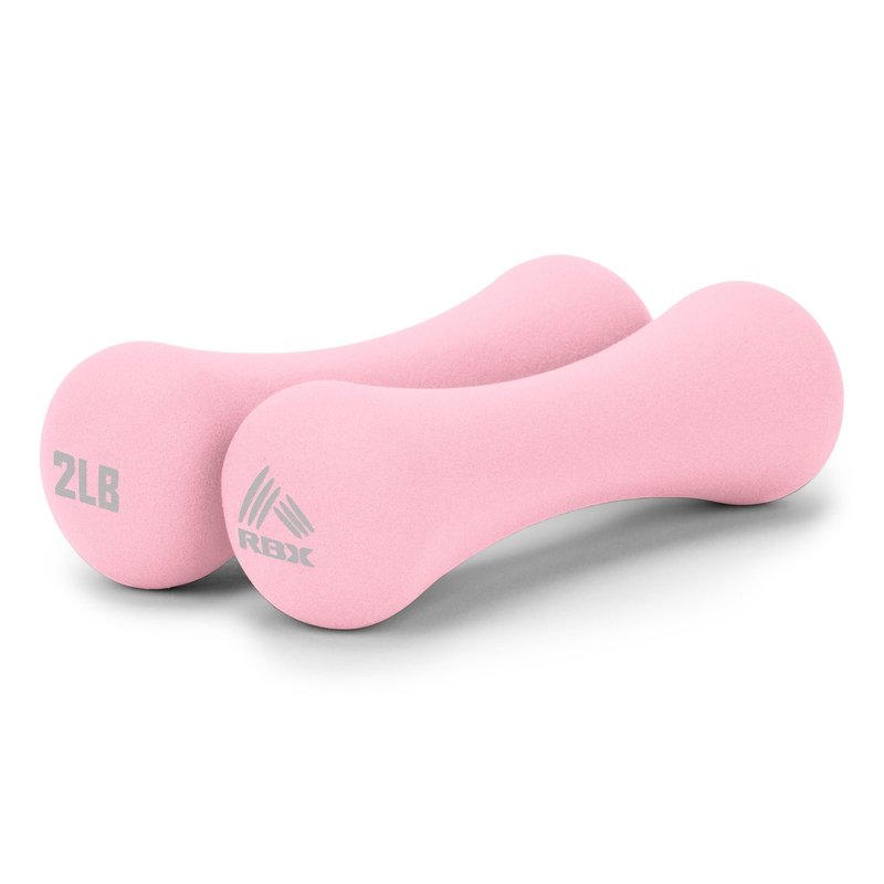 RBX Hand Weights, Neoprene Hand Weights for Home Workouts, Cardio & Strength Training, Home Gym Equipment (Light Pink, 4LB (2lb each))