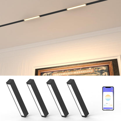 Hengsense Magnetic Floodlight Track Head 4 Pack, 24V 15W LED Lamp for Track Light, Dimmable Linear Floodlight with APP Remote Control, Adjustable CCT 3000K-6000K, ETL Certified Ceiling Lighting
