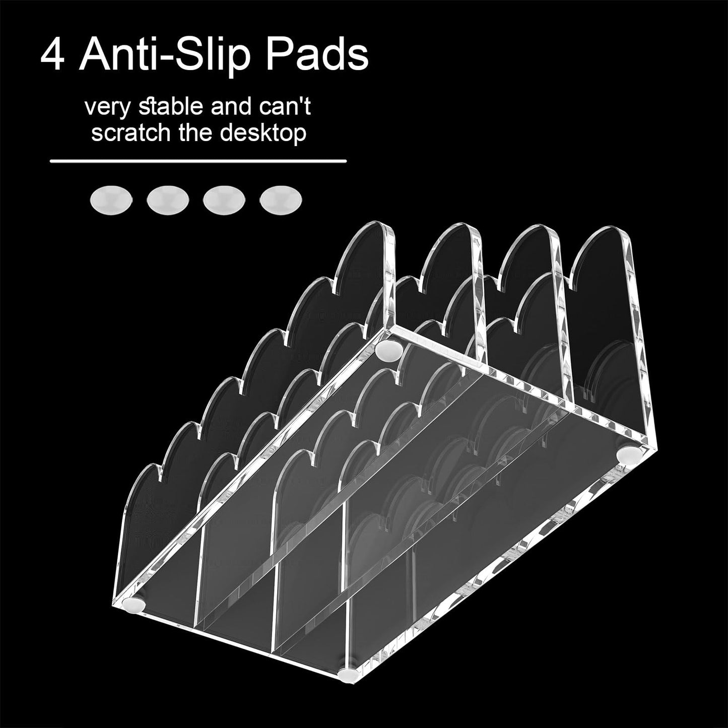 YAGELI 2 Pack 3-Slot Acrylic Mail Organizer for Desktop – Scalloped Clear Document Sorter, Vertical File Holder for Office/Home, Space-Saving Desk Organizer for Letters,Envelope,Bills,Stationery