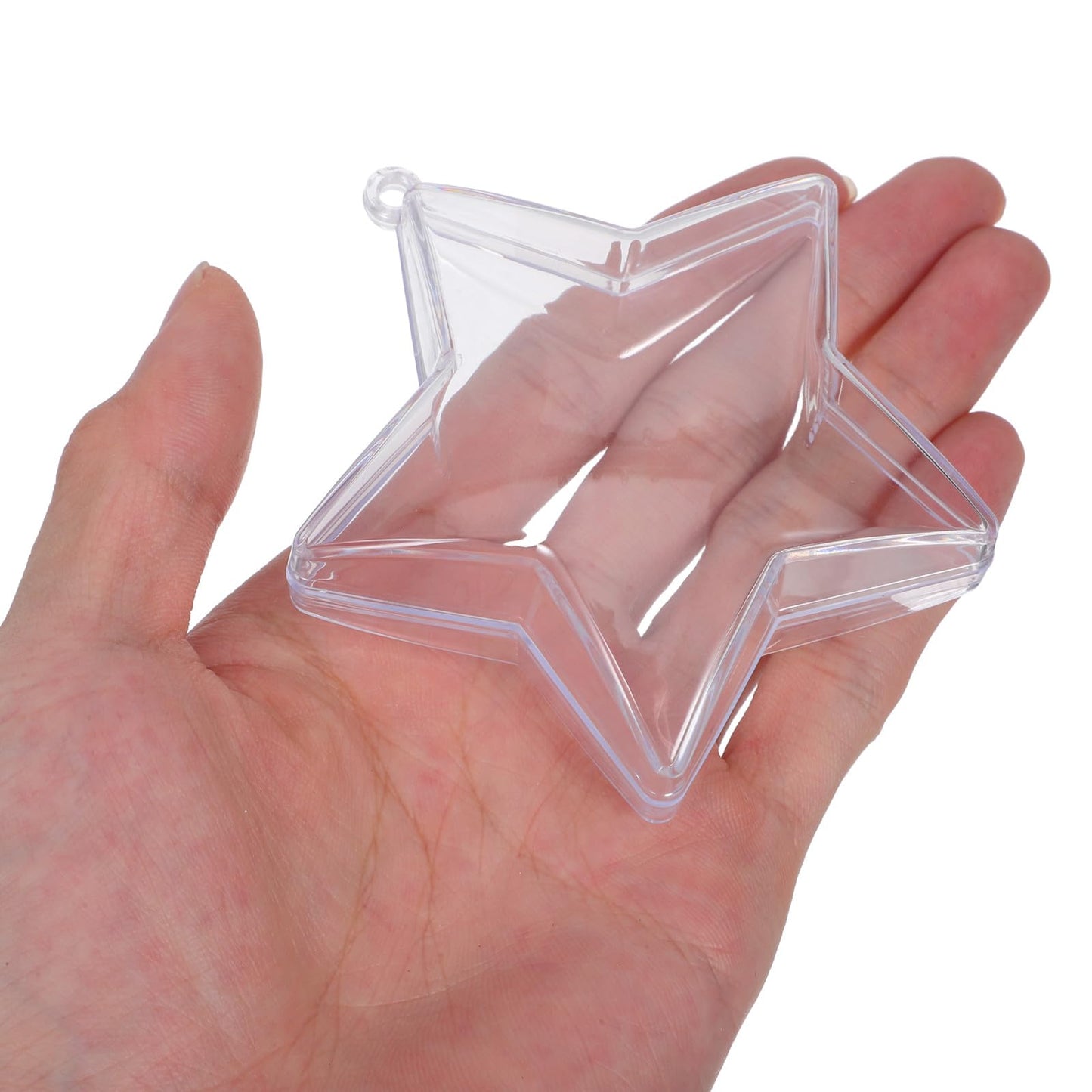 MAGICLULU 25pcs Clear Star Shaped Candy Boxes, Fillable Plastic Treat Containers, Hanging Transparent Baubles for Christmas Tree Ornament And Holiday Party Favors