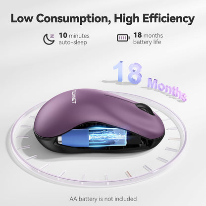 TECKNET Wireless Mouse for Laptop, 2.4G Silent Computer Mouse Quiet Click with 5 DPI Levels,Contoured Grip,Small Portable 30 Months Battery Cordless Mice for PC, Chromebook, Mac - Pink