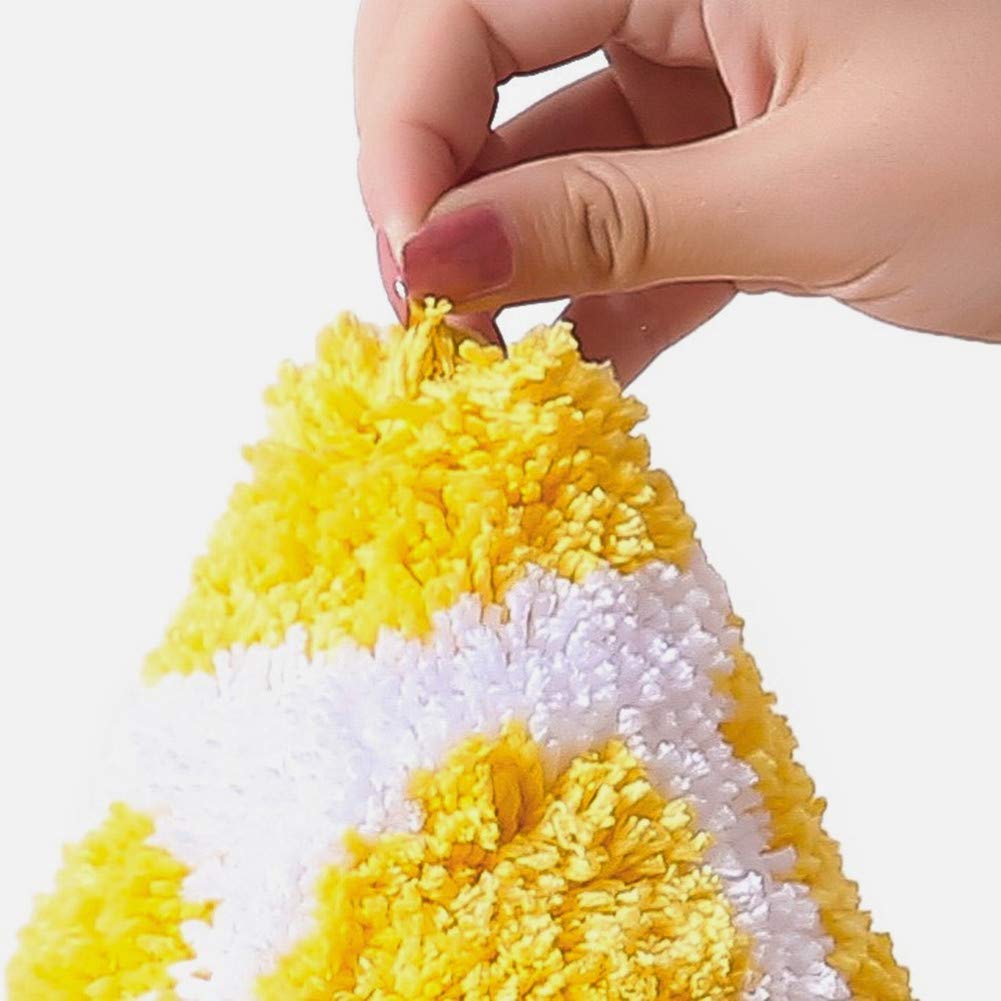 UKELER Home Entrance Rug Half Round Yellow White Door Mat Dirt Trapping Rugs Non Slip Absorbent Bath Rugs Bathtub Mat for Kids, 31.5''x19.7''