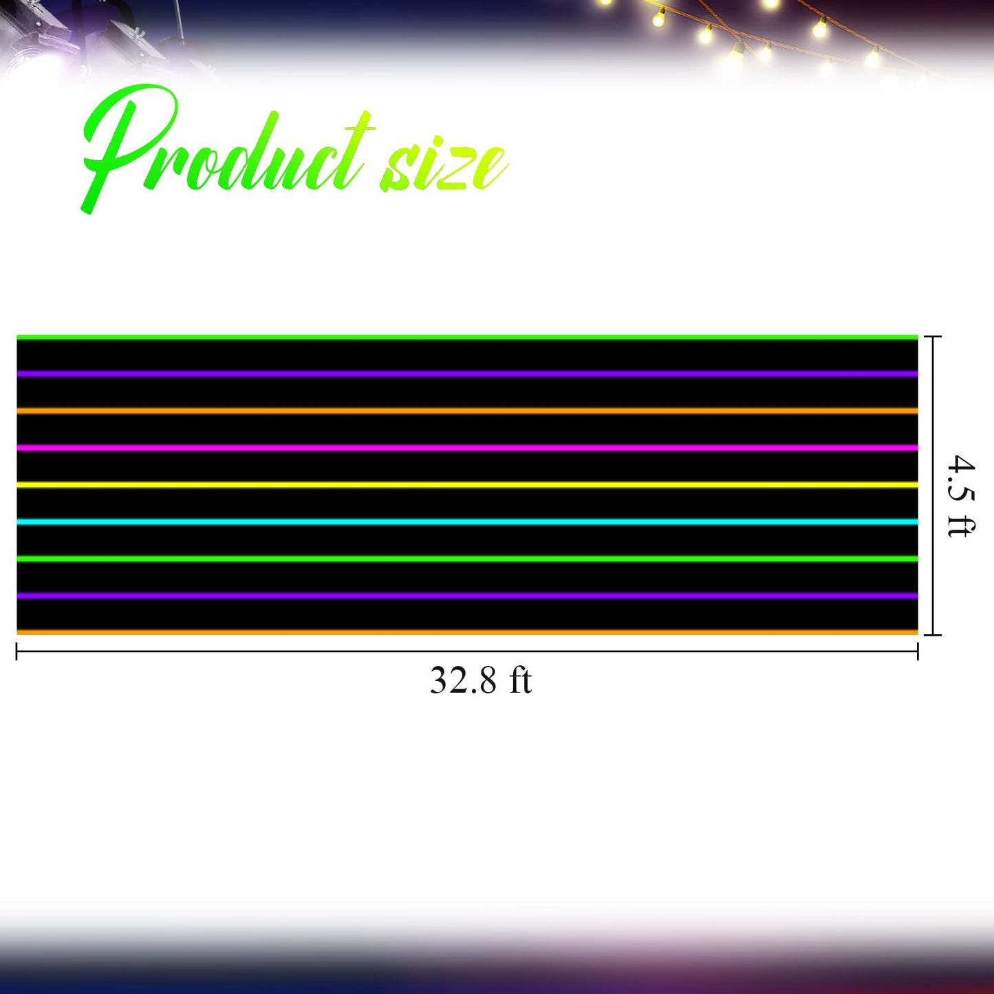 Irenare 394 x 54 Inch Neon Light up Floor Runner Glow in The Dark Aisle and Disco Backdrop UV Reactive Fluorescent Racetrack Runner for 70s 80s 90s Dance Wedding Birthday Neon Party Decoration