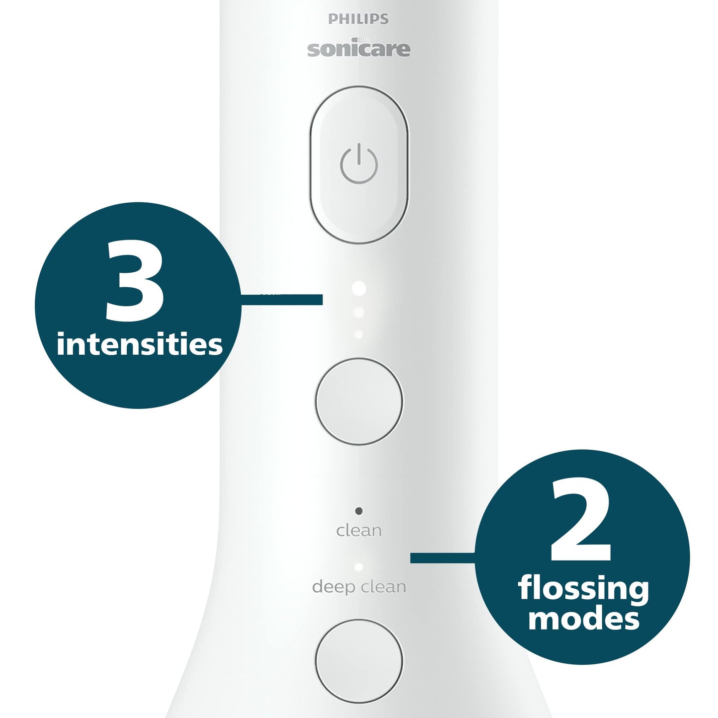 Philips Sonicare Cordless Power Flosser 3000 - Water Flosser with Innovative Quad Stream Technology, Oral Irrigator with 2 Flossing Modes and 3 Pressure Levels, IPX7 Waterproof, Black, HX3826/23