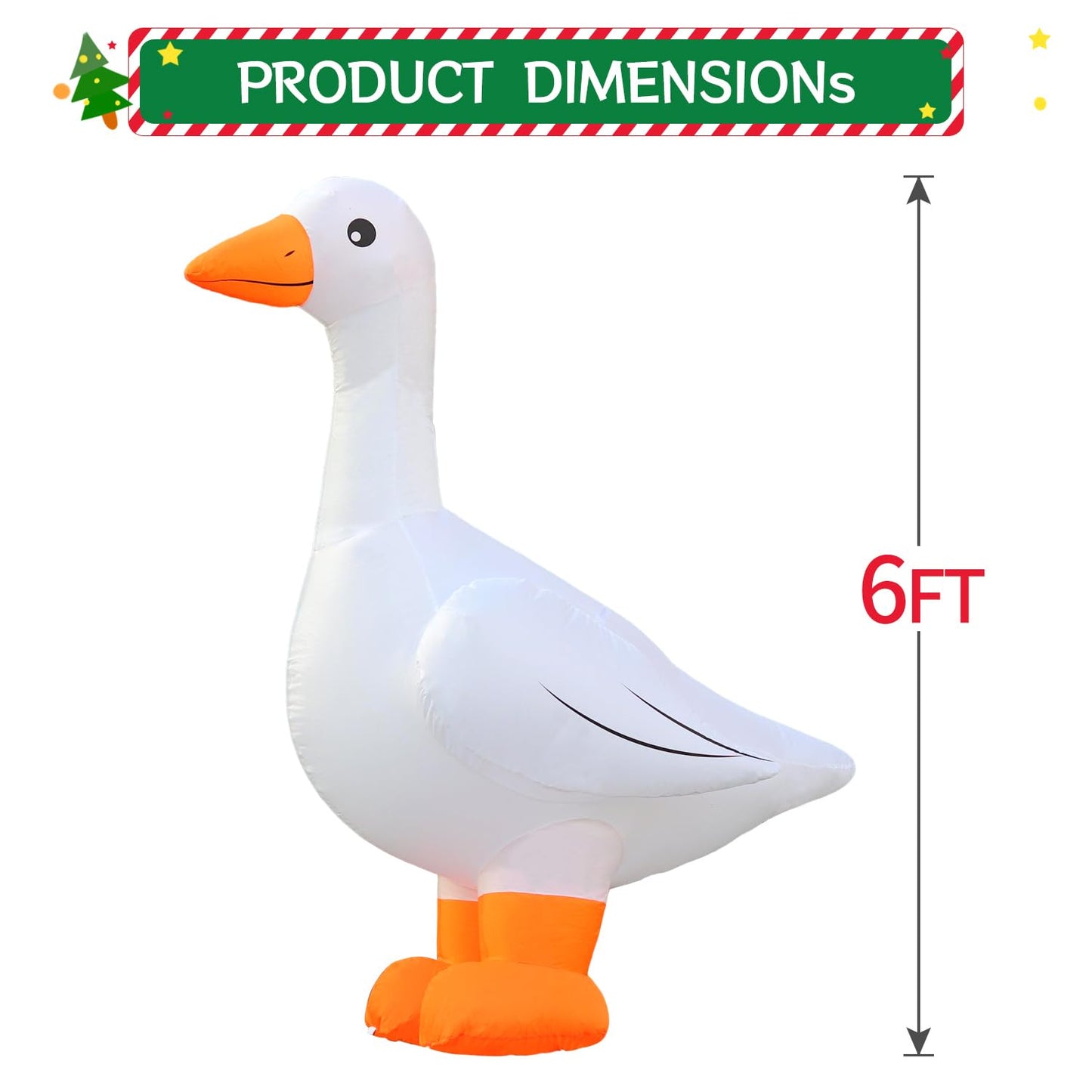 DomKom 6FT Goose Inflatables Christmas Spring, Farm Ranch Blow up Animals Cute, Decorations Outdoor Yard Built-in LED Lights Big Large Decor Party Lawn Holiday Outside