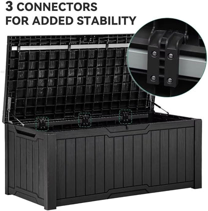 YITAHOME 120 Gallon Outdoor Storage Deck Box, Large Resin Patio Storage for Outdoor Pillows, Garden Tools and Pool-Supplies, Waterproof, Lockable (Black)