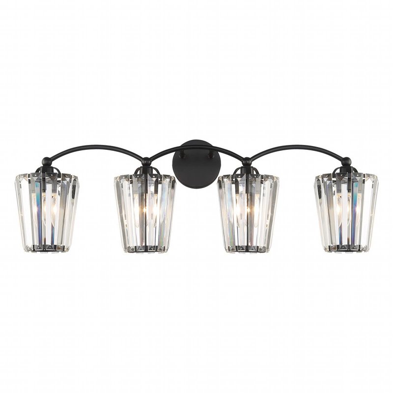 Aipsun Crystal Vanity Light Fixtures Black Bathroom Light Fixtures Crystal Wall Lights for Bathroom E26 Base (Exclude Bulb)