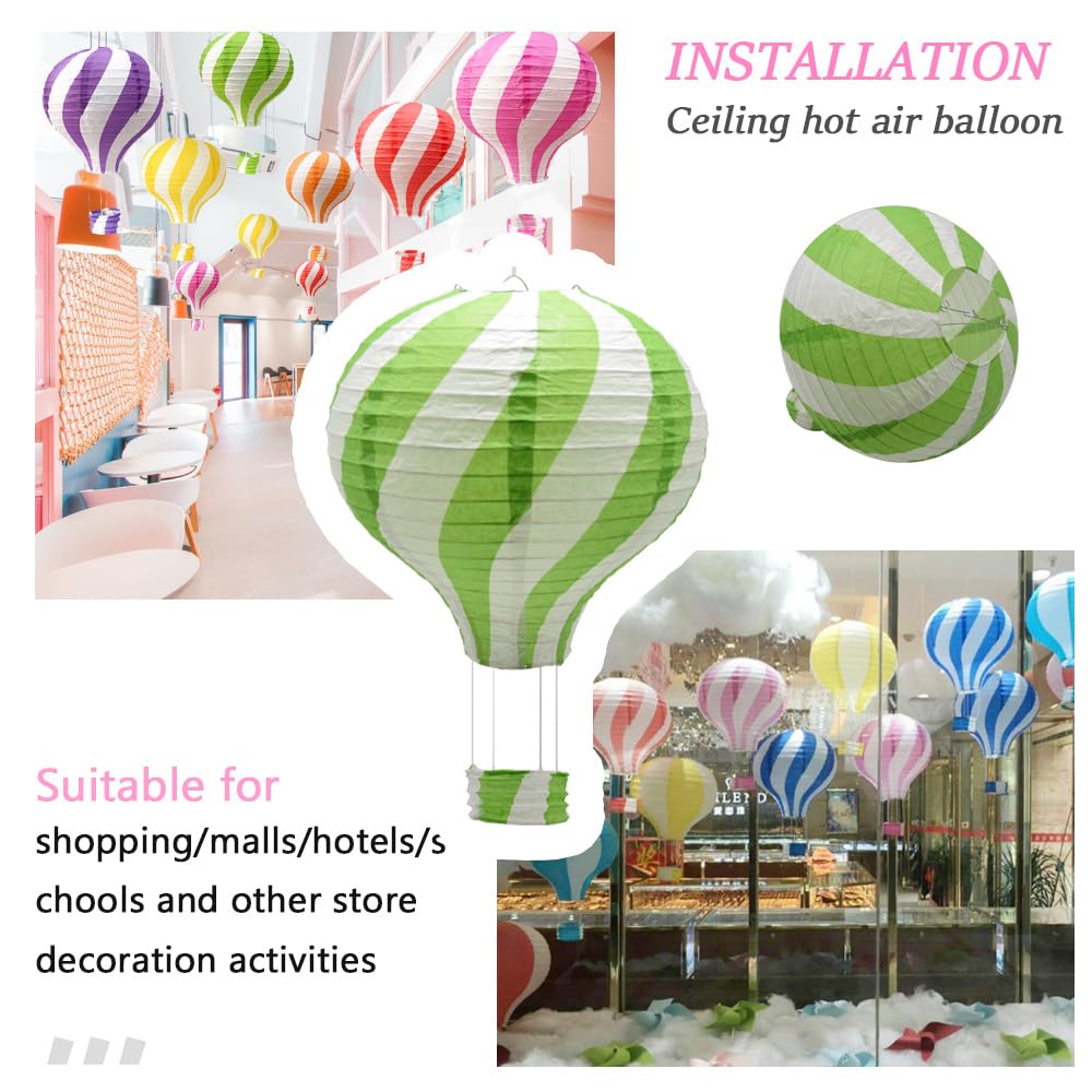 Ruidee 3 Pieces Hanging Hot Air Balloon Paper Lanterns 12 inch Paper Lanterns Set Decoration Ball Lamps for Wedding, Birthday, Anniversary, Christmas (Green)