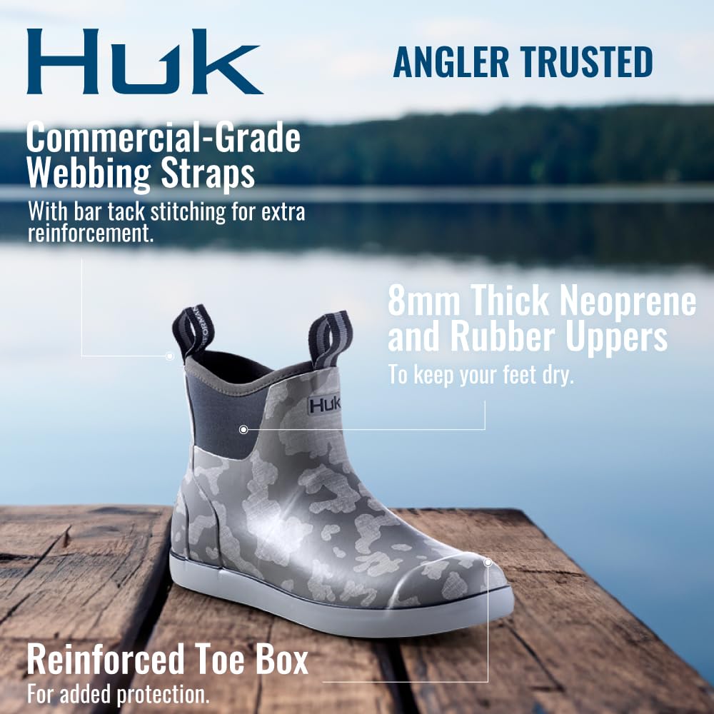 HUK mens Rogue Wave Shoe | High-performance Fishing & Deck Rain Boot, Running Lakes - Overcast Grey, 13 US