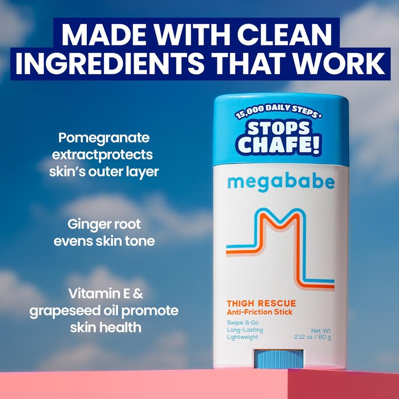 Megababe Thigh Rescue Anti-Chafe Stick | Prevents skin chafe & irritation | Thighs, arms, bra-lines & more | Summer and Hot Weather Essentials | 2.12oz (Pack of 2)