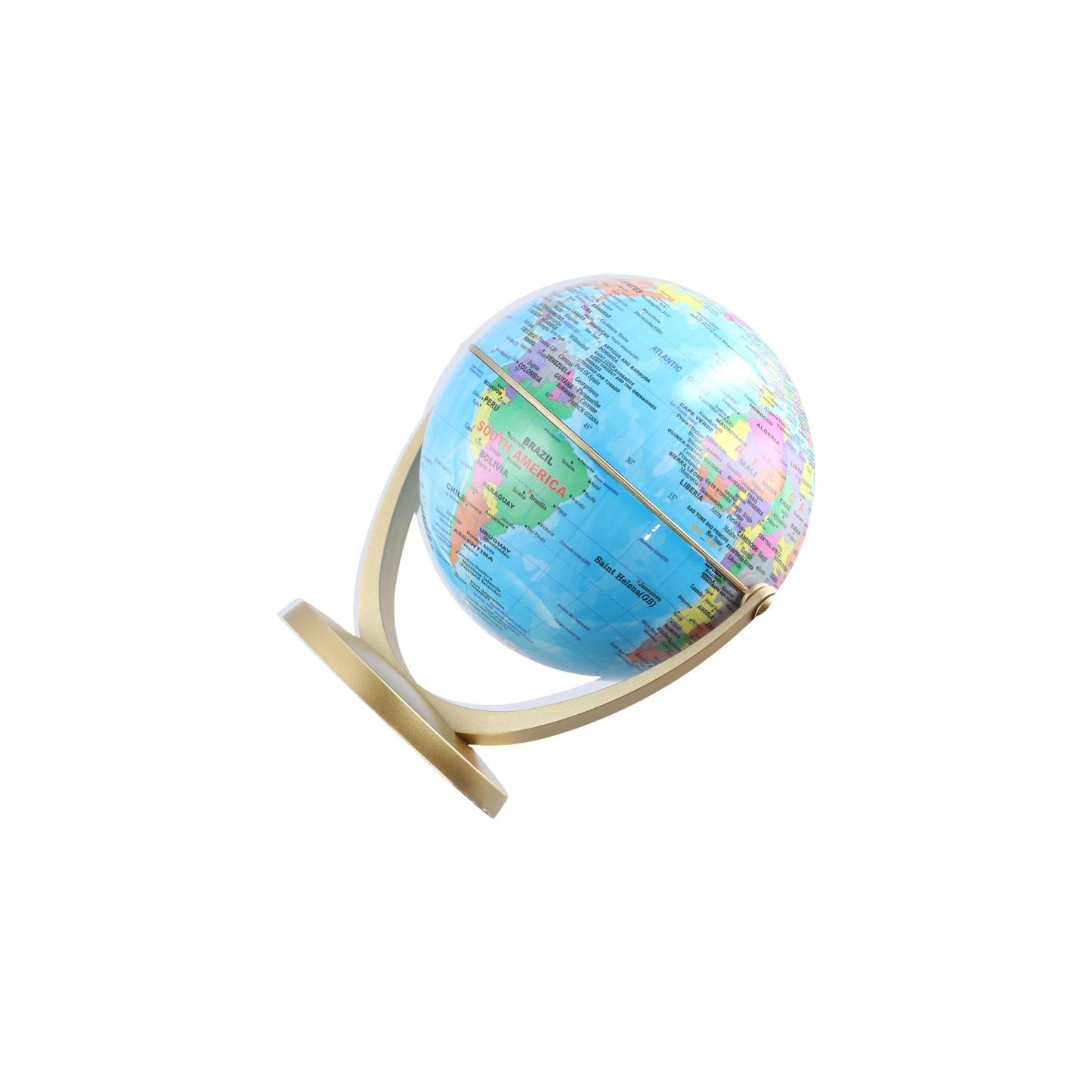 Leadigol 12cm World Globe with Stand, World Globe with Round base,360° Horizontal Rotation World Map with Clear Text Markings,Political Map Classroom Learning,Blue