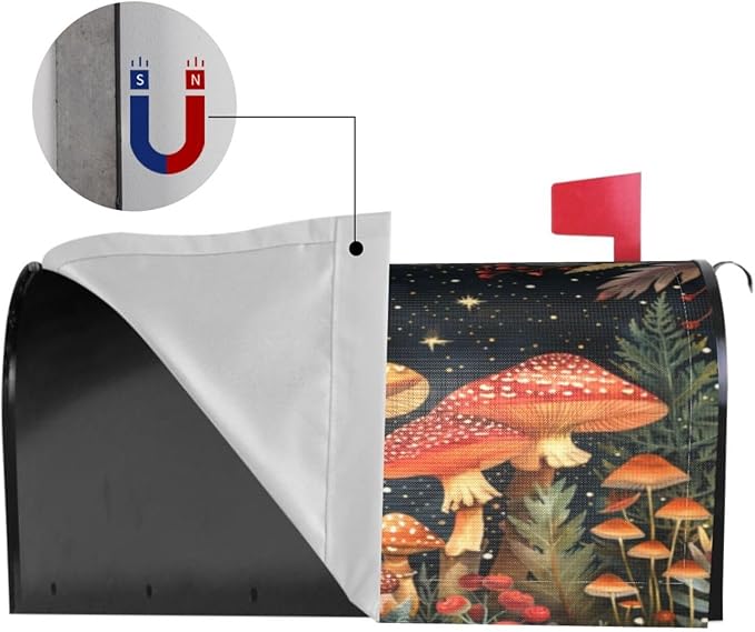 DADABULIU Mailbox Covers Mushroom Forest Vintage Magnetic Letter Post Box Cover Standard Size 25.5 x 21 Inch Garden Yard Home Decorative