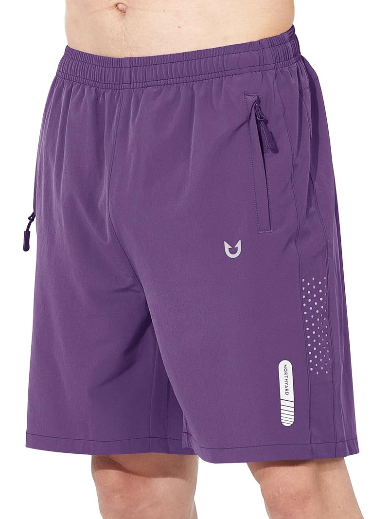 NORTHYARD Men's Athletic Running Shorts Gym Workout 7"/9"/5" Quick Dry Lightweight Sports Basketball Tennis 3 Zipper Pockets Purple M