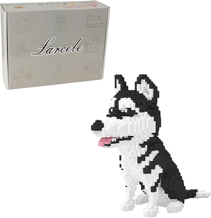 Larcele Dog Micro Building Blocks Animal Mini Building Toy Bricks6478 Pieces KLJM-02 (Big Husky)