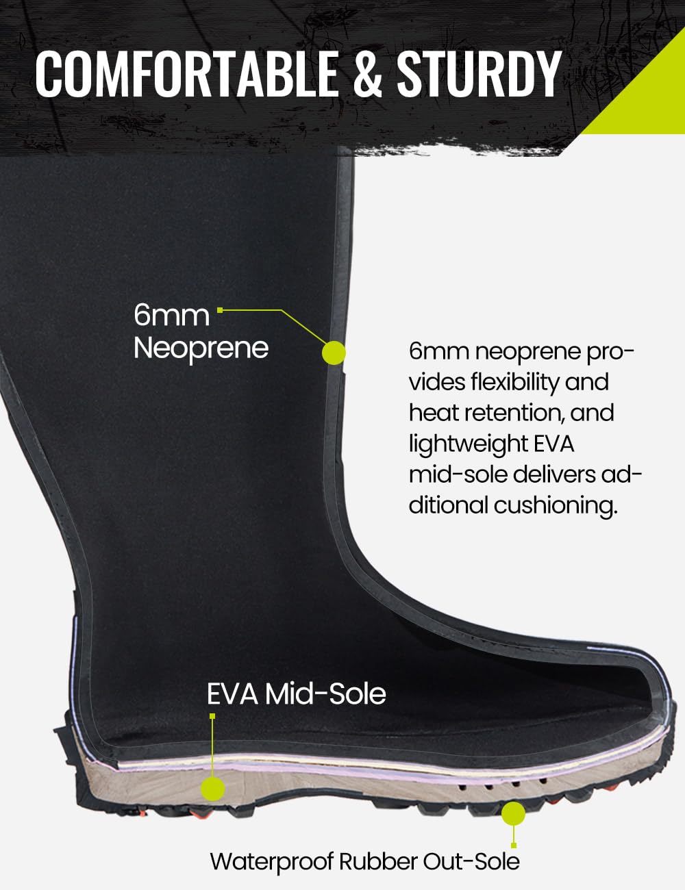 TIDEWE Hunting Boot for Women, Insulated Waterproof Sturdy Women's Hunting Boot, 6mm Neoprene and Rubber Outdoor Boot Next Camo G2（Green Size 8）