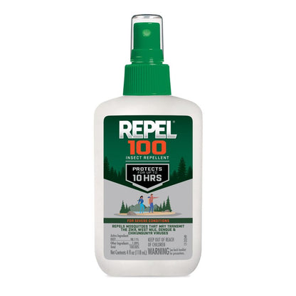 Repel 100 Mosquito and Insect Repellent, 4 Ounces, With DEET, 10-Hour Protection Long-Lasting Insect Repellent Bug Spray Repels Mosquitoes, Ticks, Gnats, Biting Flies, Chiggers And Fleas