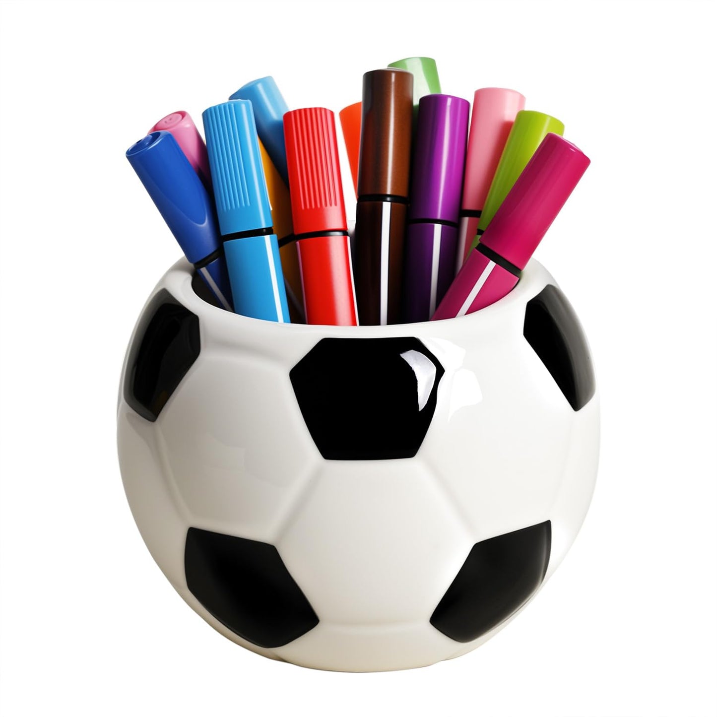 Sizikato Ceramic Pencil Holder for Study, Desktop Decor Football Pen Holder