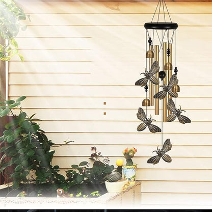Bronze Bees Wind Chimes Decor, Portable Mobile Wind Catcher, Sympathy Wind Bells, Memorial Gifts for Mom, Housewarming, Blessing Windchime(Outside/Indoor/Home/Room/Porch/Tree/Yard/Garden Decorate)