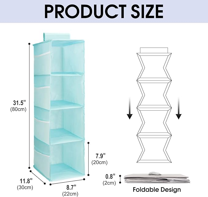 PetsHome 4-Shelf Hanging Closet Organizer, Space Saver, Closet Hanging Storage