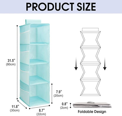 PetsHome 4-Shelf Hanging Closet Organizer, Space Saver, Closet Hanging Storage