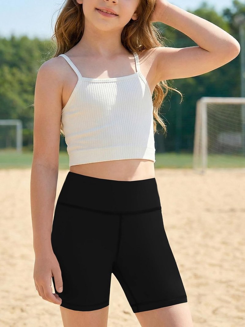 Girls High Waisted Athletic Shorts - Comfortable Workout & Yoga Shorts for Ages 5-14 | Perfect for Dance, Running, Volleyball, Gym