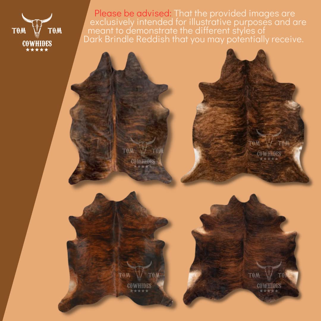 Cowhides Rug 7x6 Brindle Red Brown Black Cowhide Natural Leather
