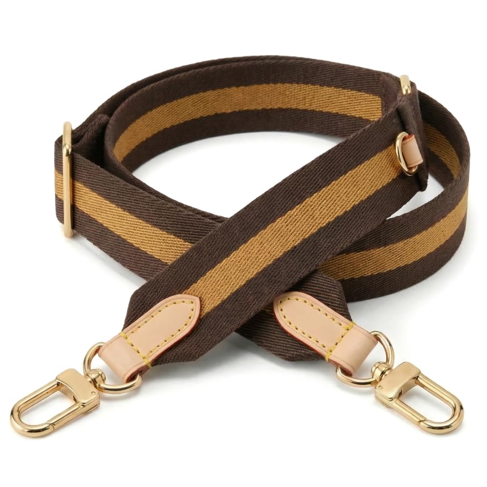 LAVIEV Wide Purse Strap Crossbody Replacement Strap for Handbags Adjustable Black and Brown Leather Purse Strap (Striped Brown)
