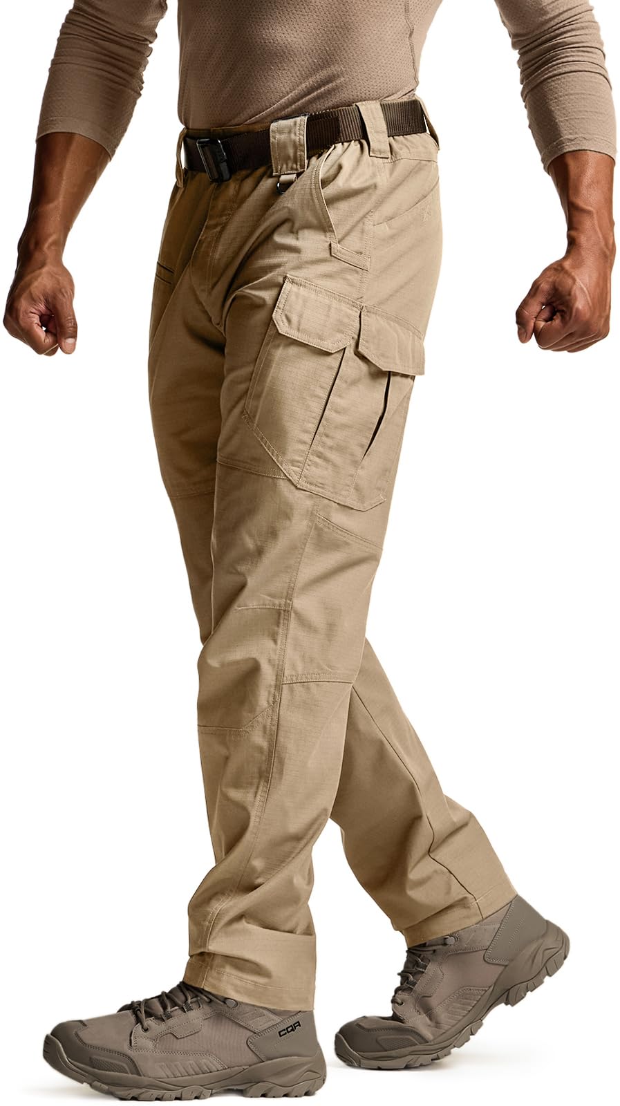 CQR Men's Tactical Pants, Water Resistant Ripstop Cargo Pants, Lightweight EDC Work Hiking Pants, Outdoor Apparel, Raider Mag Pocket Khaki, 38W x 32L