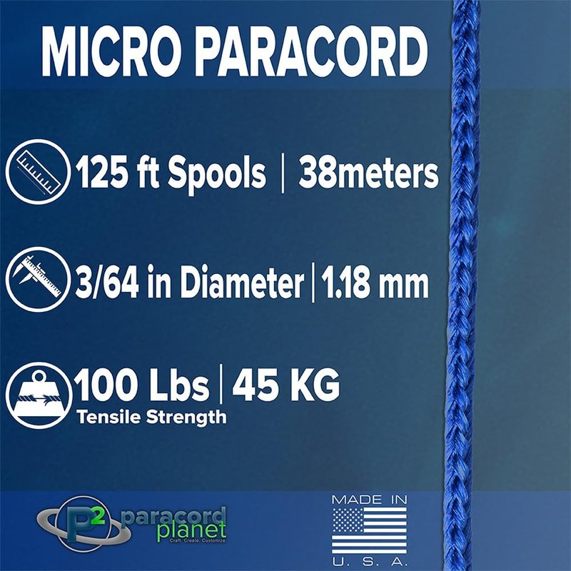 Paracord Planet Micro Paracord – Thin Braided Cord for Crafting, Fishing, and DIY Projects in 125 ft Spools – Starburst
