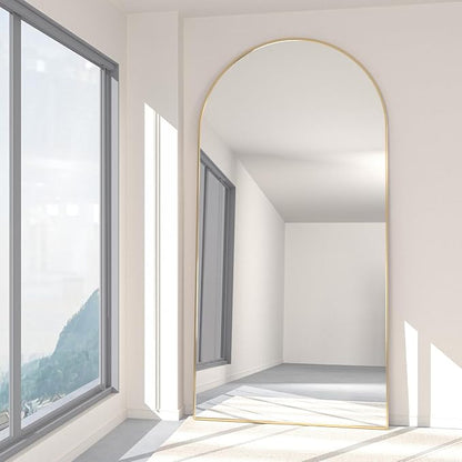 Arched Floor Mirror 76"x34" Gold Arch Full Length Mirror with Stand Large Wall Mirrors Full Body Mirror Standing Hanging or Leaning Against Wall for Bedroom Entry, Bedroom, Living Room