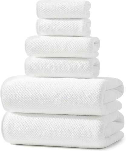 REDKISS Ultra Soft 6 Piece Towel Set, Premium White Towels