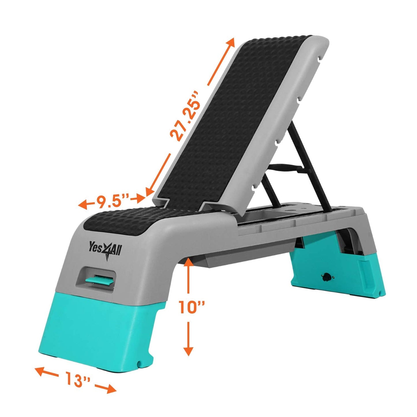 Yes4All Multifunctional Fitness Aerobic Step Platform/Aerobic Deck, Household Step Workout Bench for Home Gym (Blue/Grey)
