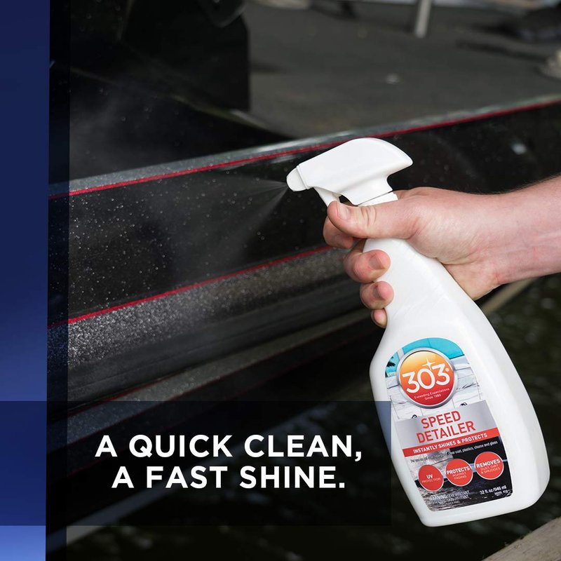 303 Products Marine Speed Detailer - Instantly Shines And Protects - UV Protection - Protects Against Fading - Removes Dust, Dirt, And Smudges, 32 fl. oz. (30205)Packaging May Vary, White