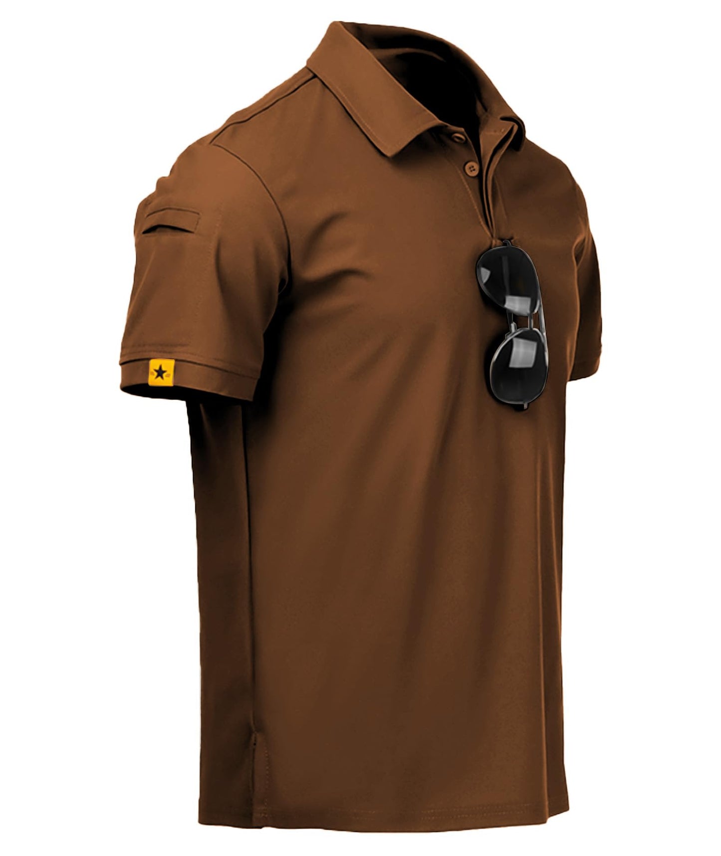 ZITY Mens Polo Shirt Short Sleeve Sports Tactical T-Shirt Athletic Golf Polos Daily Casual Stylish Collared Shirts for Men Brown XX-Large