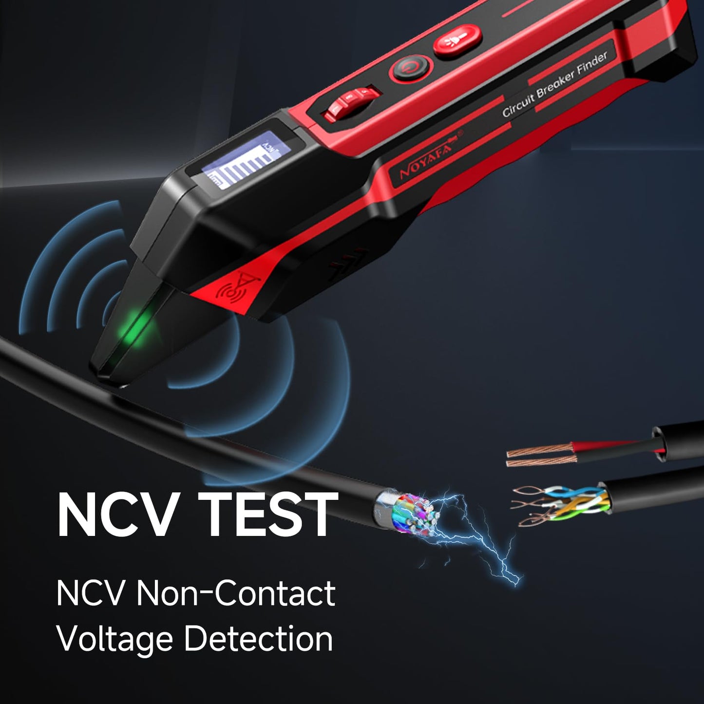 NOYAFA Rechargeable Circuit Breaker Finder with LCD Display & GFCI Outlet Tester, NCV AC Electric Tester Circuit Tracer, Adjustable Sensitivity, Flashlight- NF-824