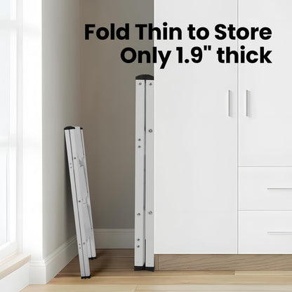 FAHKNS 3 Step Ladder, Aluminum Folding Step Stool with Anti-Slip Sturdy and Wide Pedal, Portable Space Saving Closet Step Stool for Home and Kitchen, Step Stools for Adults, White, 330Lbs