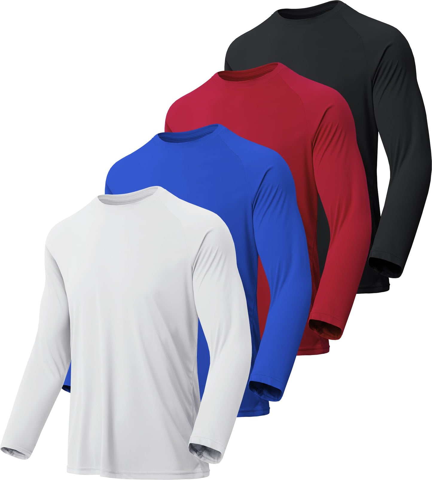 MLYENX 4 Pack Long Sleeve Shirts for Men UPF 50+ UV Sun Protection Quick Dry Moisture Wicking Workout Tee Shirts M
