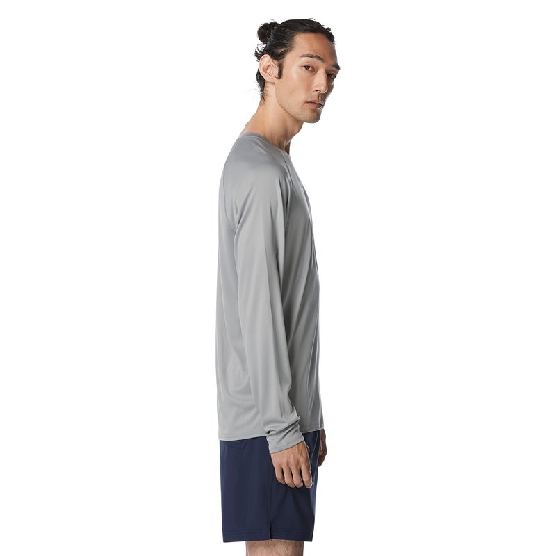 Speedo Mens UV Swim Easy Long Sleeve Regular Fit Rash Guard Shirt, Monument, Large US
