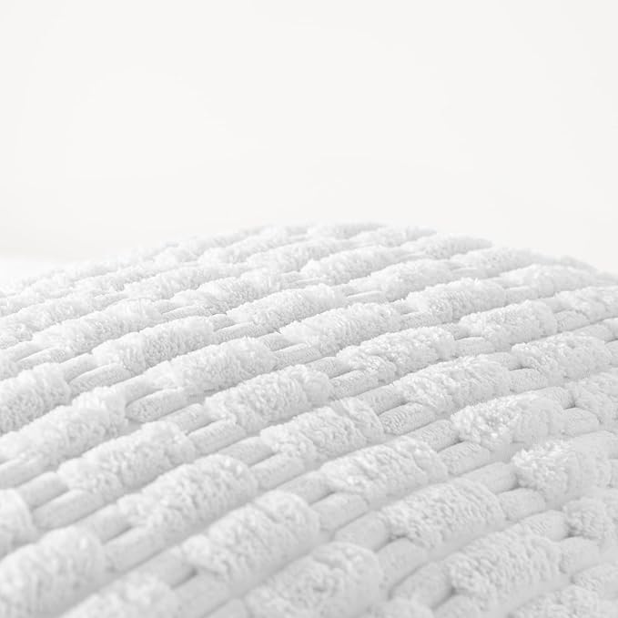 Fancy Homi Pure White Long Body Lumbar Lumbar Decorative Throw Pillow Covers 20x54 Inch for Bed Couch Bedroom Bench, Soft Corduroy Rectangle Solid Pillow Case, Rustic Farmhouse Boho Room Decor